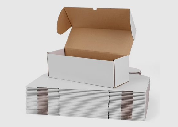 white corrugated shipping boxes