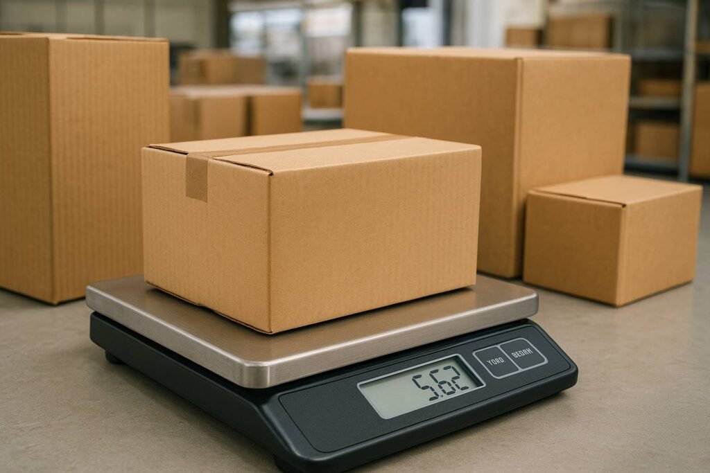 Cardboard Boxes on Weighing Scale