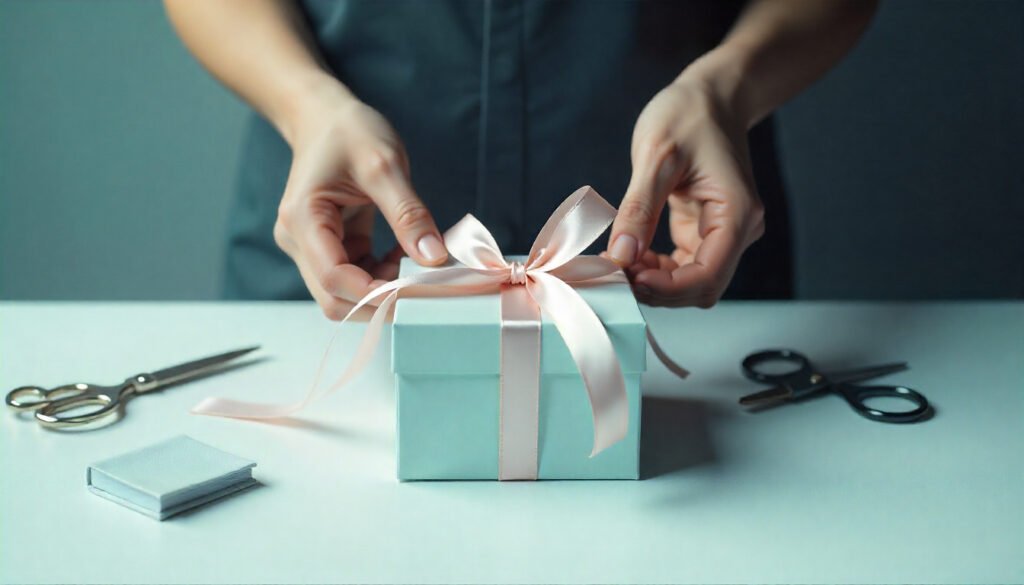 how to tie ribbon around box