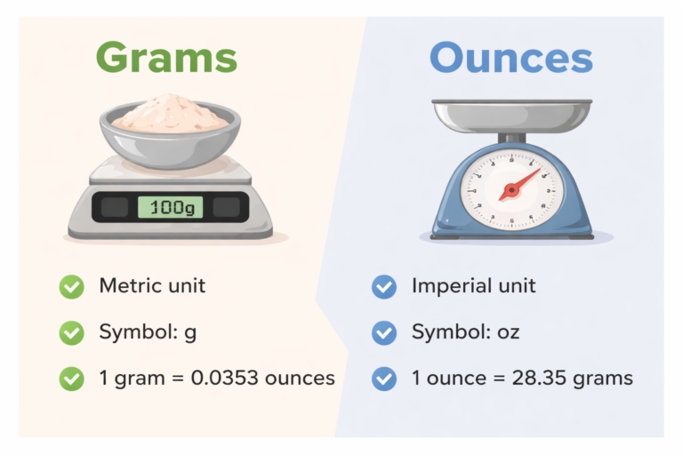 Grams vs. ounces comparison