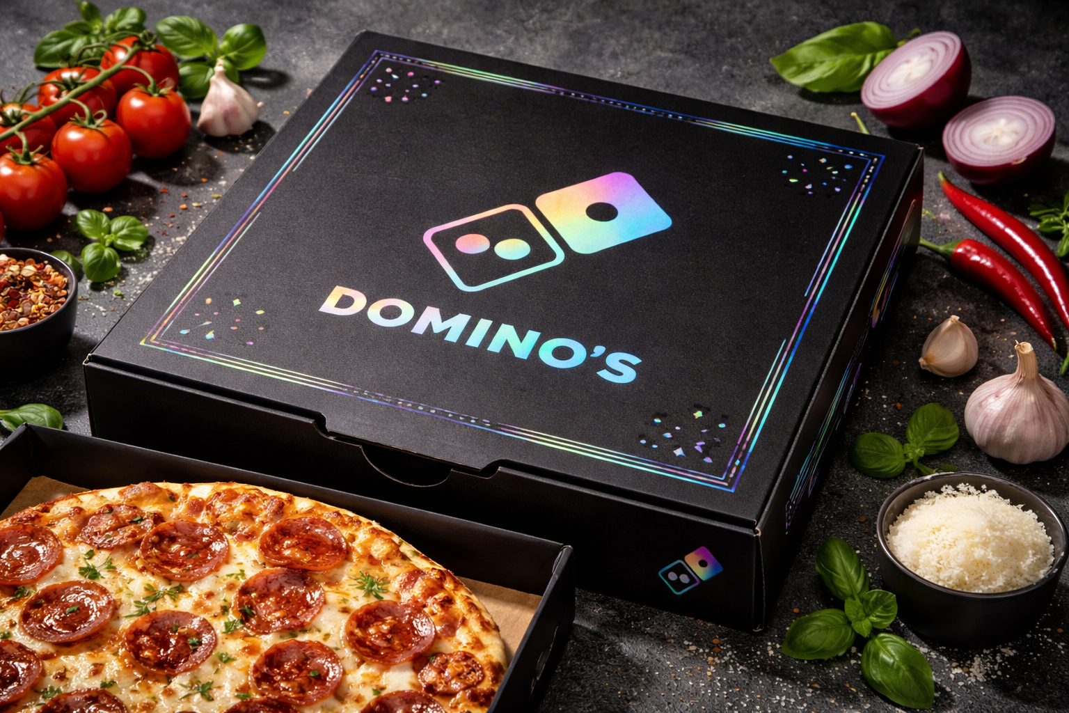 Limited-edition Domino’s pizza box scene