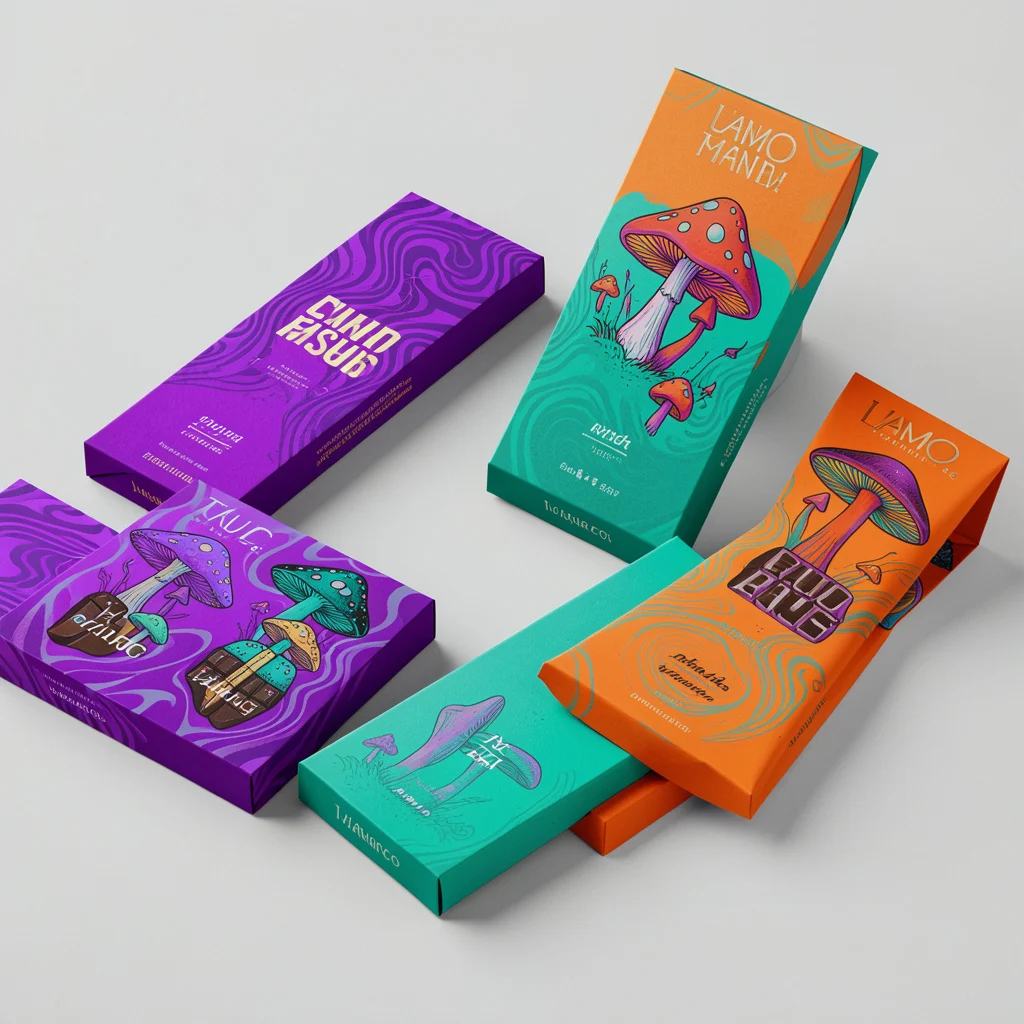 Custom Mushroom Chocolate Bar Packaging