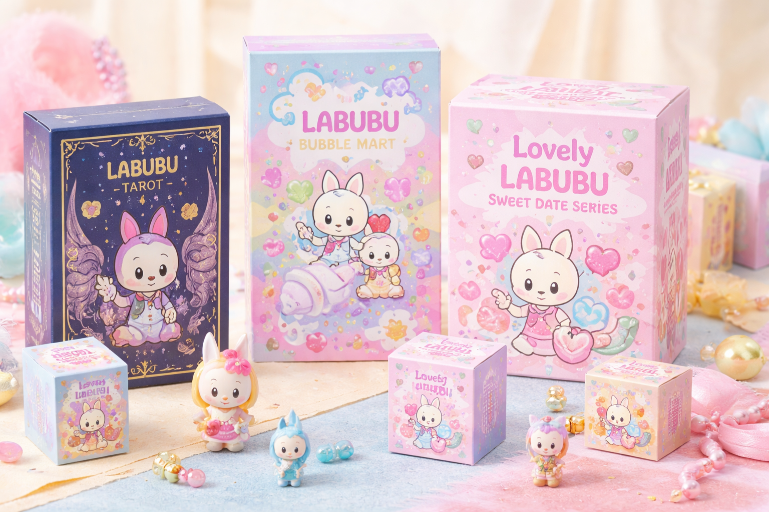Whimsical Labubu blind boxes display