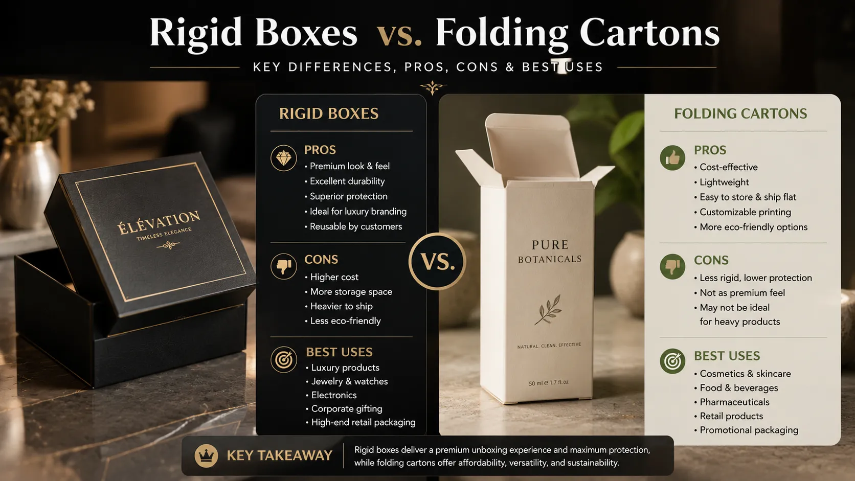 Rigid Boxes vs. Folding Cartons Key Differences, Pros, Cons & Best Uses