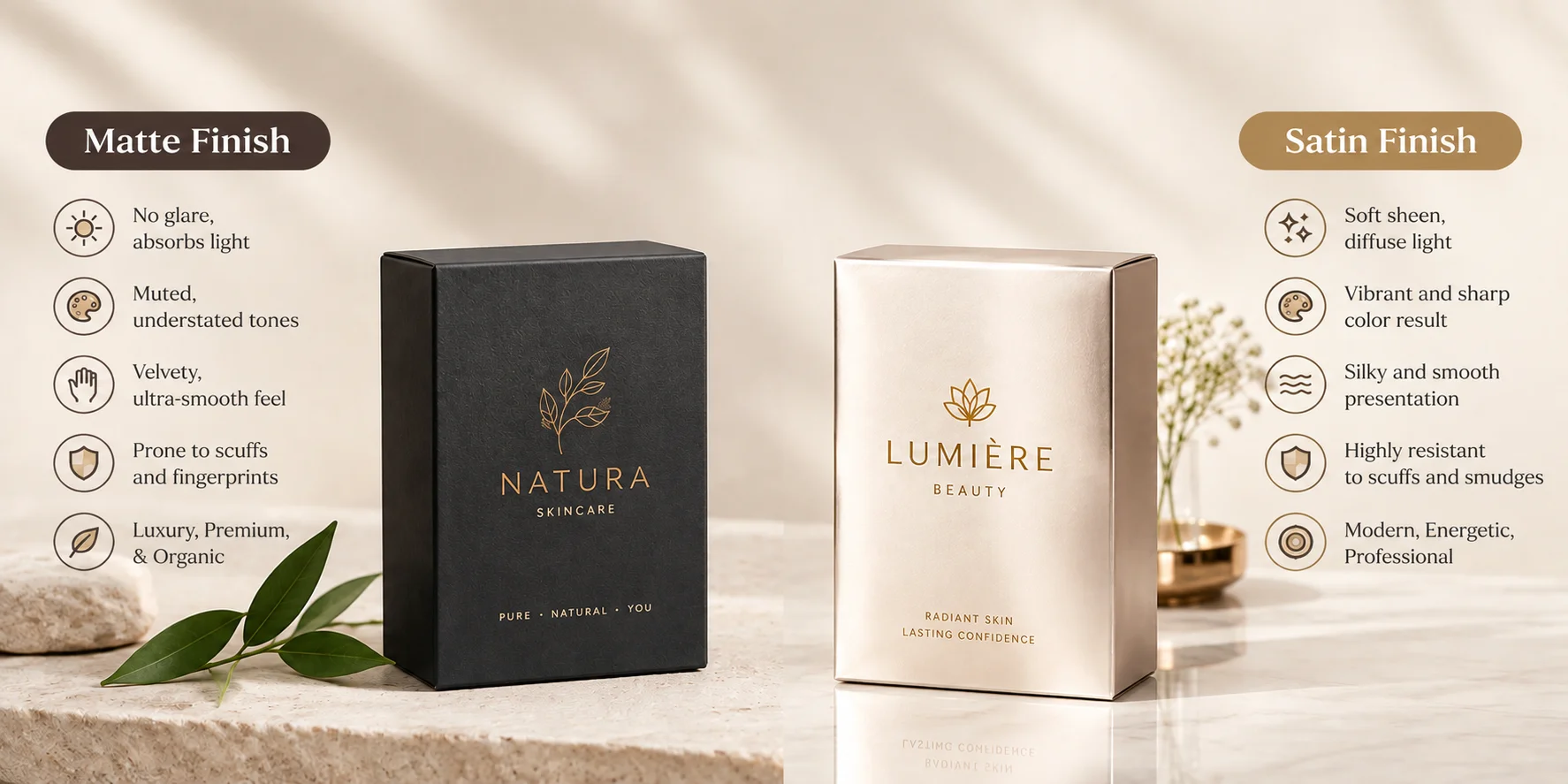 matte vs satin packaging