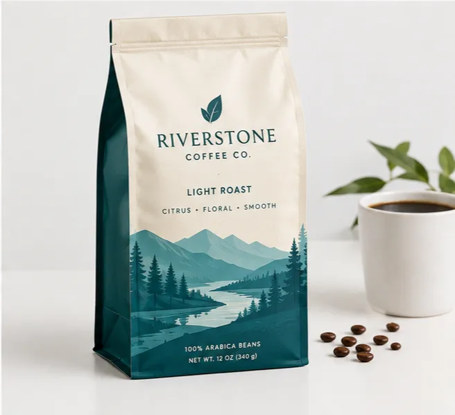 Custom Flat Bottom Coffee Bags in Bulk