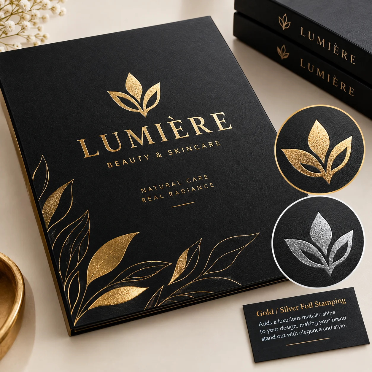 Gold / Silver Foil Stamping for custom packaging boxes